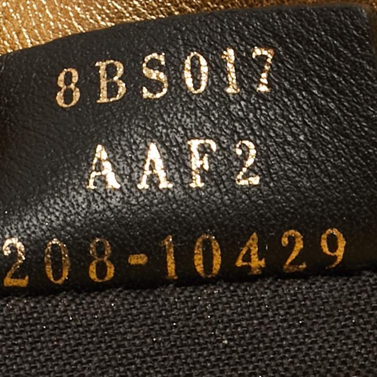 Pre Owned Fendi Gold Zucca Embossed Leather Mini Baguette Chain Bag