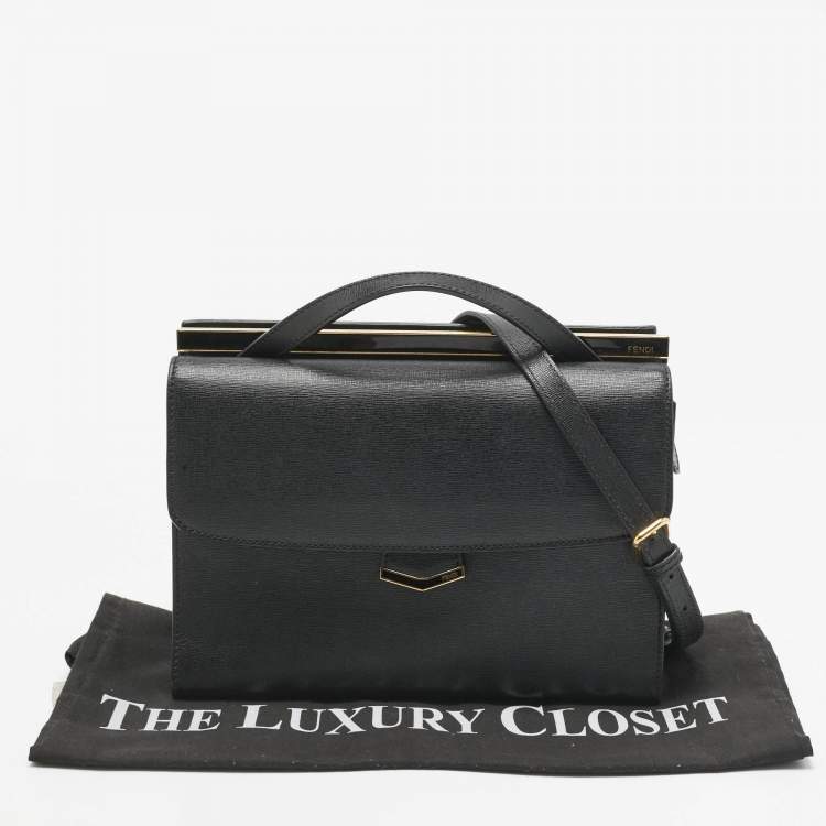 Pre Owned Fendi Black Leather Small Demi Jour Top Handle Bag
