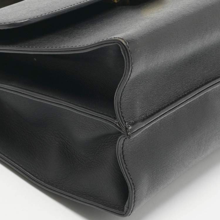 Pre Owned Fendi Black Leather Small Demi Jour Top Handle Bag