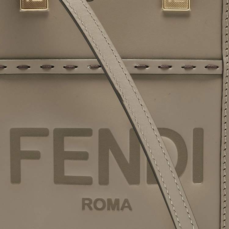 Pre Owned Fendi Grey Leather Mini Sunshine Tote