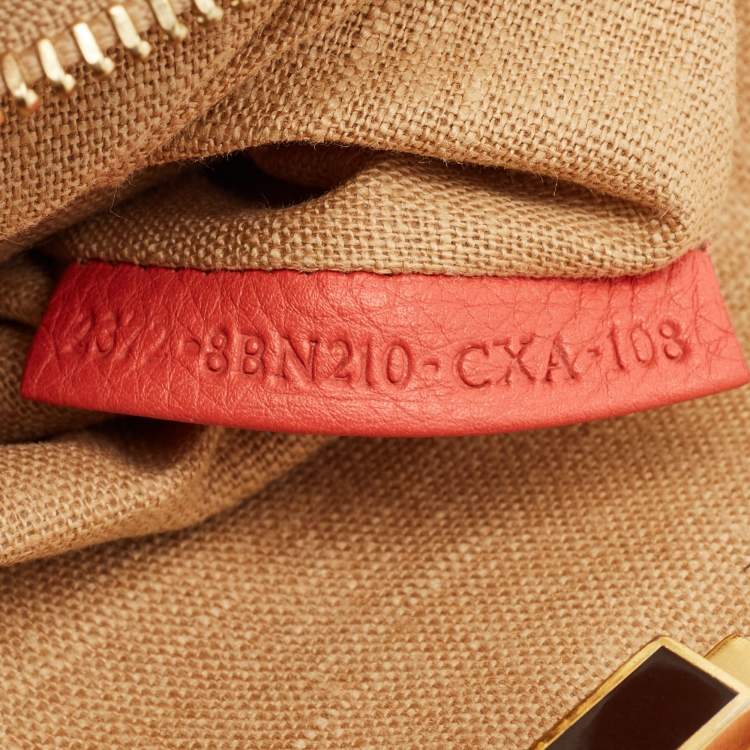 Pre Owned Fendi Coral Orange Selleria Leather Large Peekaboo Tote