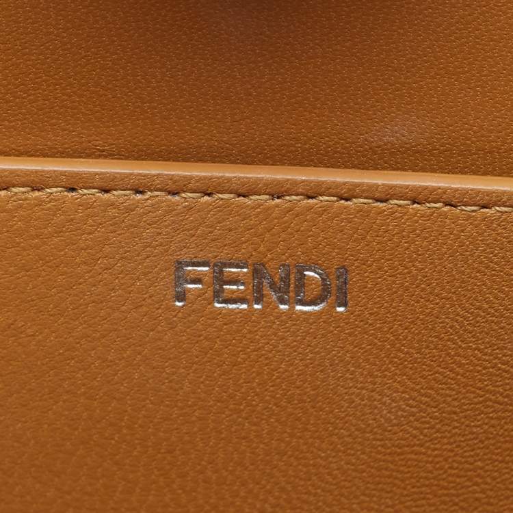 Pre Owned Fendi Green Glossy Leather Medium Peekaboo Cut Bag