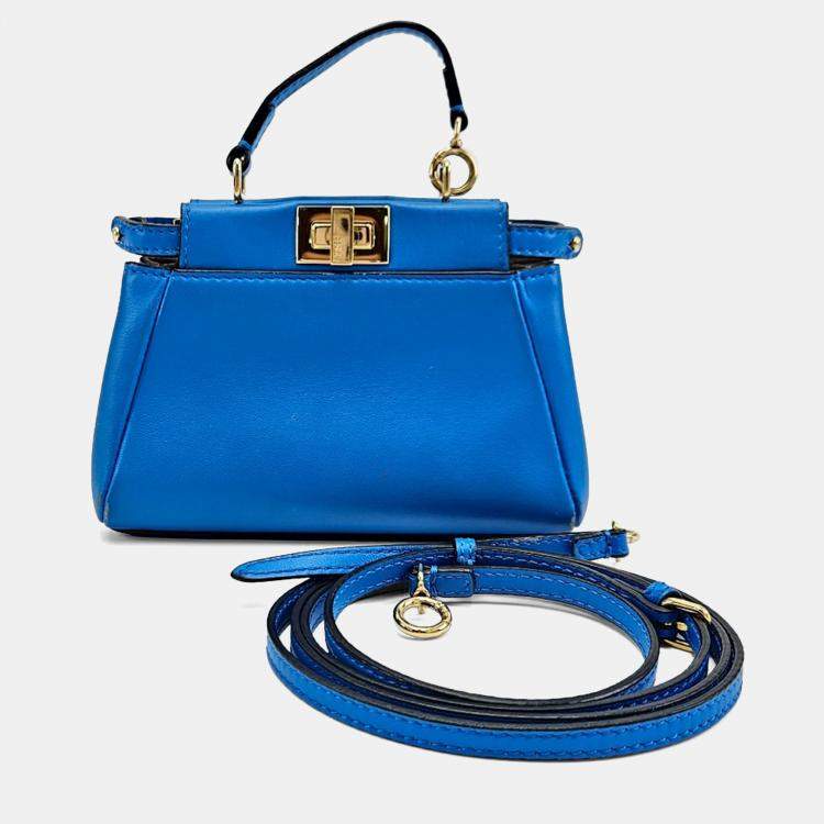 Pre Owned Fendi Nappa Leather Micro Peekaboo Bag