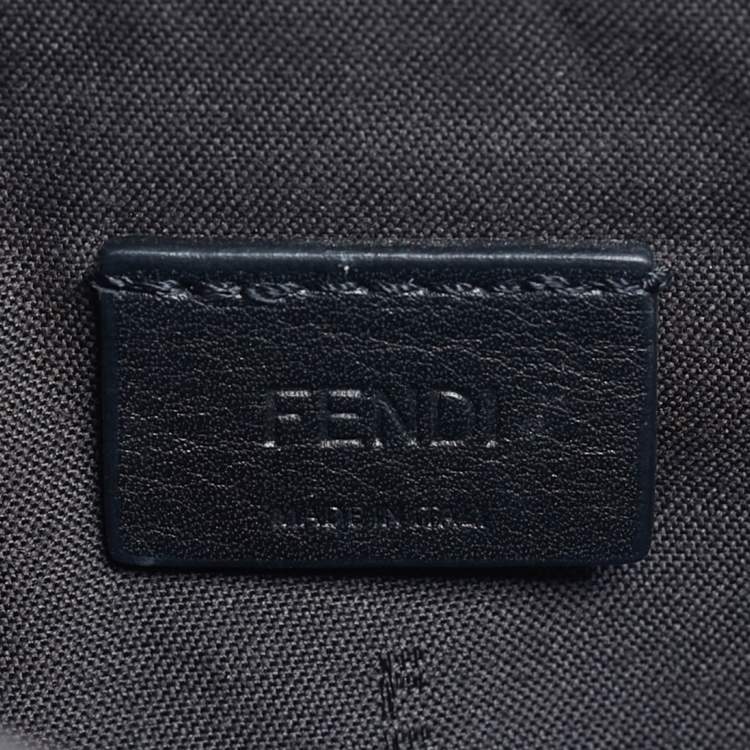 Pre Owned Fendi Tobacco/Black Zucca Embossed Leather Small FF Wallet On Chain