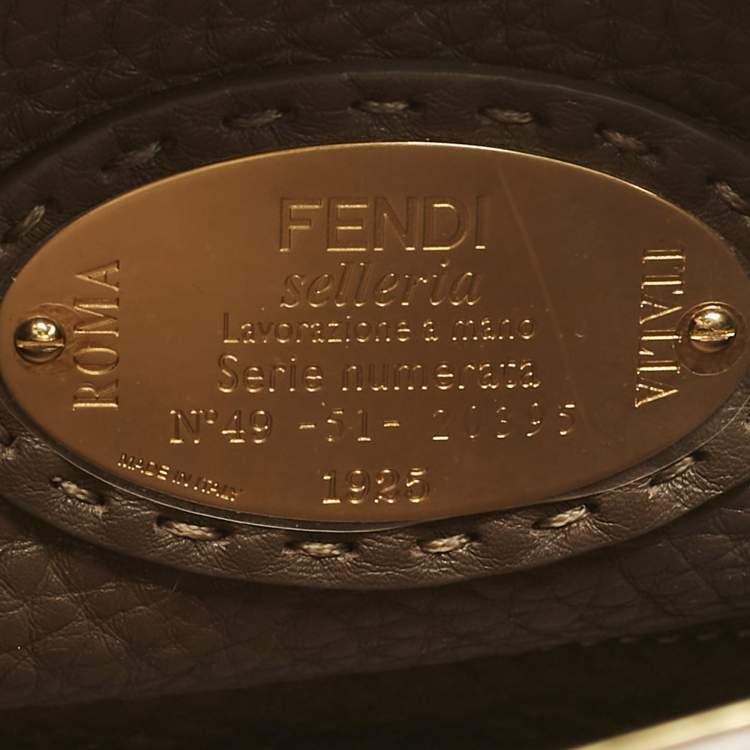 Pre Owned Fendi Brown Selleria Leather Mini Peekaboo Top Handle Bag