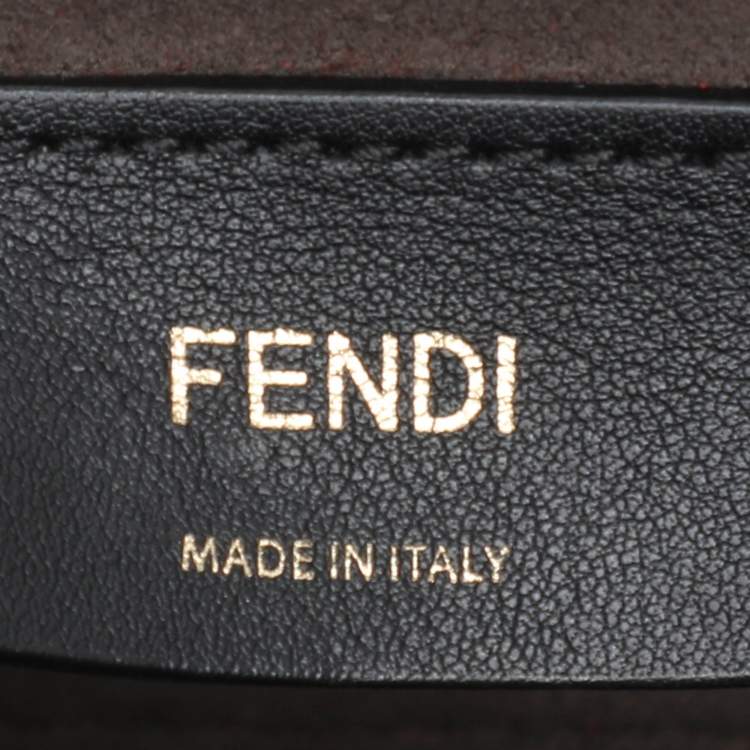 Pre Owned Fendi Etoupe Leather Medium Scalloped Kan I Shoulder Bag