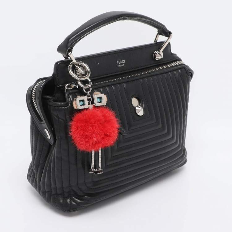 Pre Owned Fendi Black Quilted Leather Dotcom Click Shoulder Bag