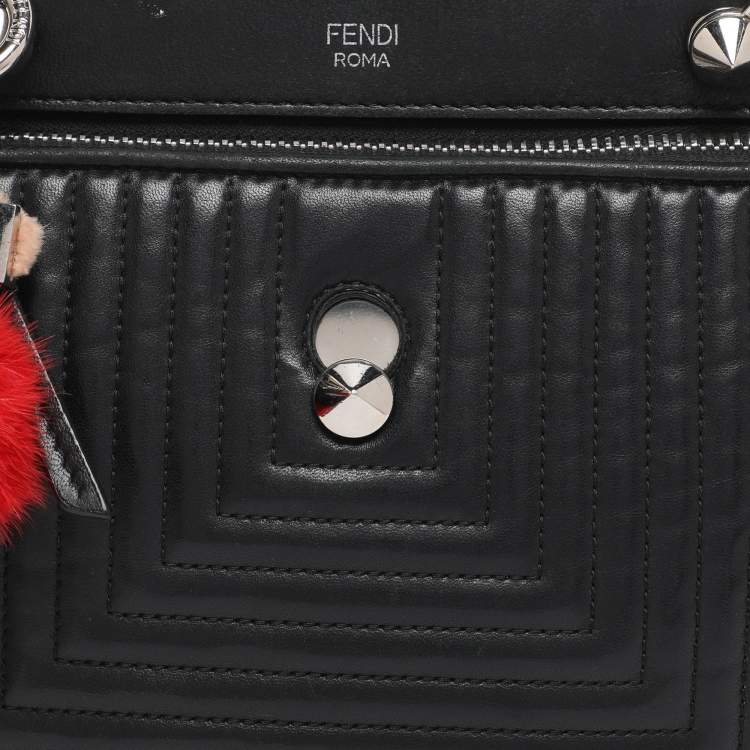 Pre Owned Fendi Black Quilted Leather Dotcom Click Shoulder Bag
