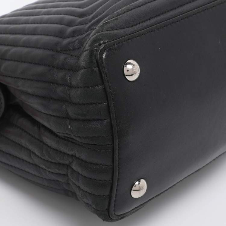 Pre Owned Fendi Black Quilted Leather Dotcom Click Shoulder Bag