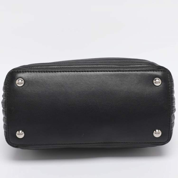 Pre Owned Fendi Black Quilted Leather Dotcom Click Shoulder Bag