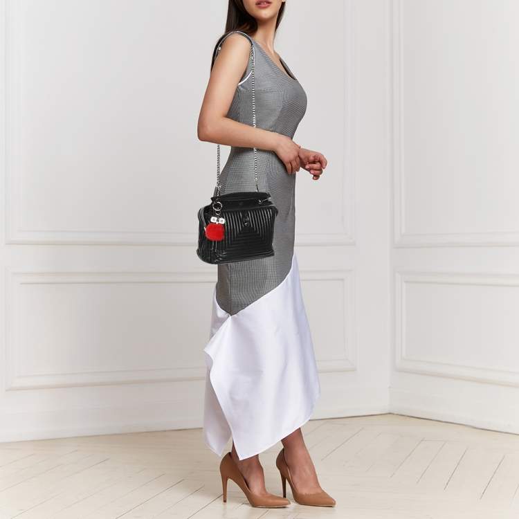 Pre Owned Fendi Black Quilted Leather Dotcom Click Shoulder Bag