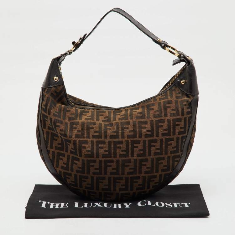 Pre Owned Fendi Tobacco Zucca Canvas and Leather Chef Hobo