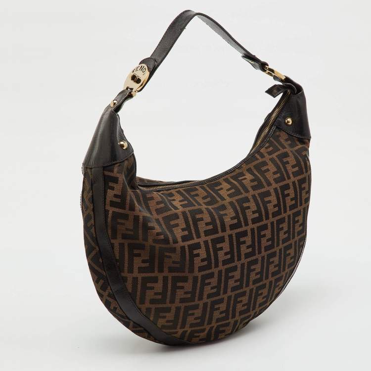 Pre Owned Fendi Tobacco Zucca Canvas and Leather Chef Hobo
