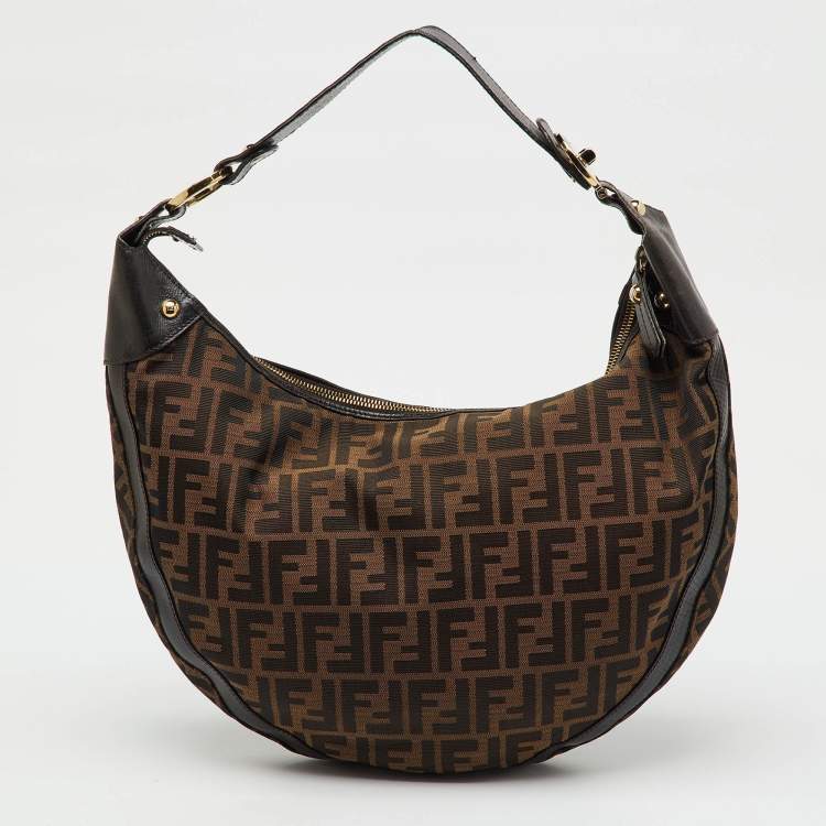 Pre Owned Fendi Tobacco Zucca Canvas and Leather Chef Hobo