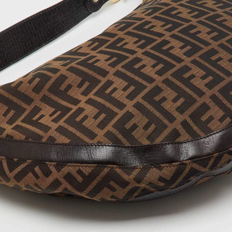 Pre Owned Fendi Tobacco Zucca Canvas and Leather Chef Hobo