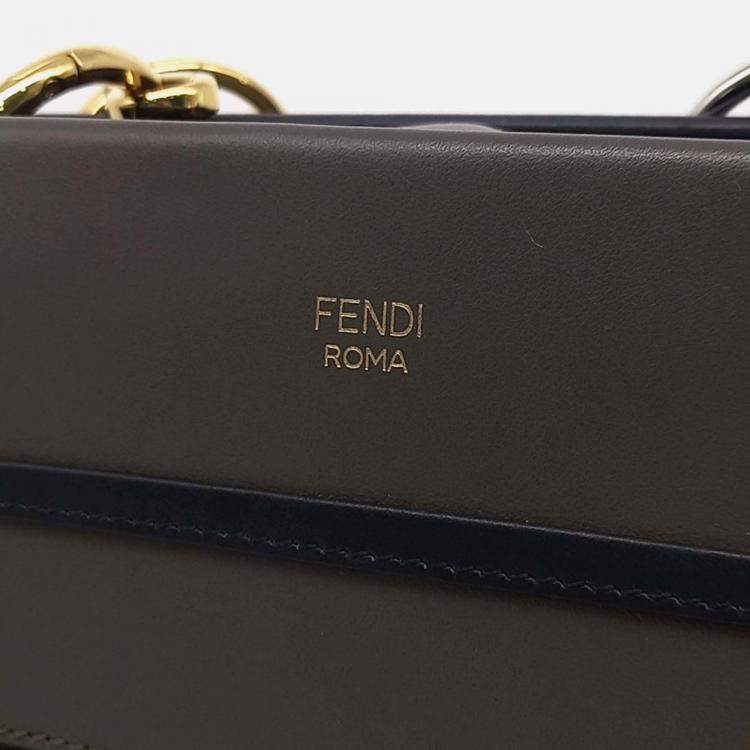 Pre Owned Fendi Black Grey Leather Small Runaway Bag