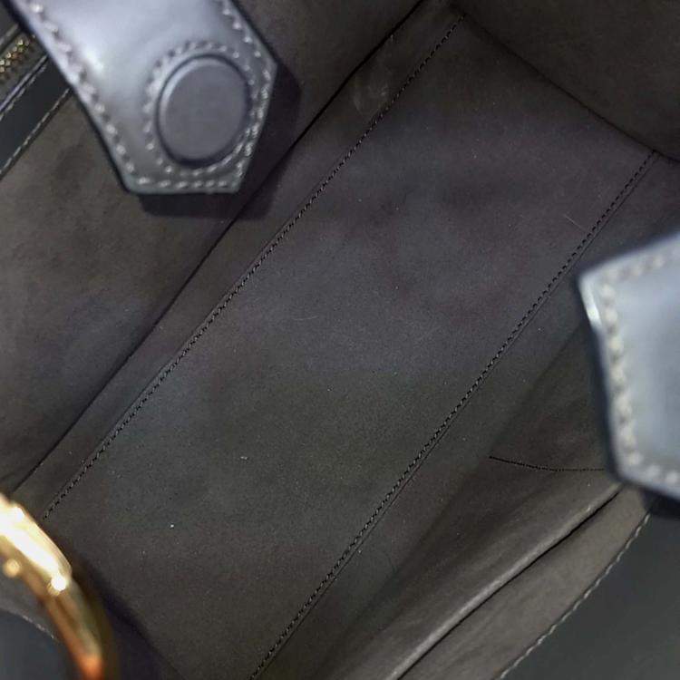 Pre Owned Fendi Black Grey Leather Small Runaway Bag