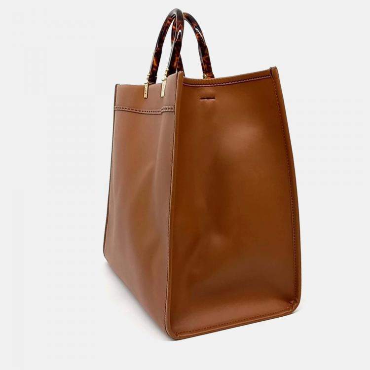 Pre Owned Fendi Brown Leather Sunshine Large Bag