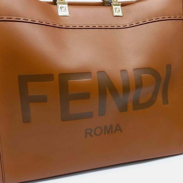 Pre Owned Fendi Brown Leather Sunshine Large Bag