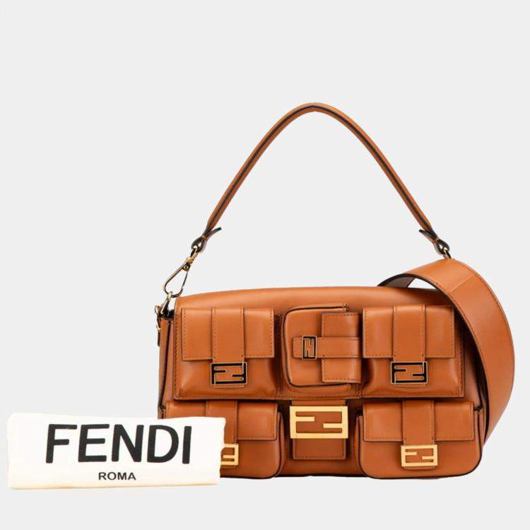Pre Owned Fendi Baguette Brown Leather Shoulder Bag