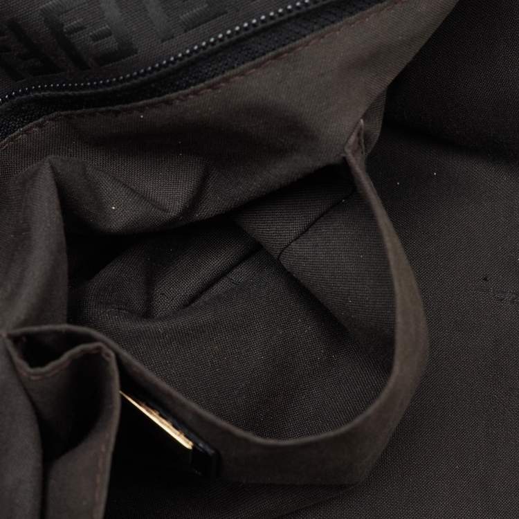 Pre Owned Fendi Black Zucchino Canvas and Leather Superstar Shopper Tote