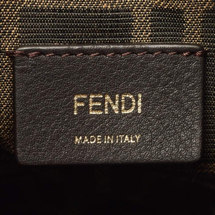 Pre Owned Fendi Yellow Crochet and Leather Mini Mon Tresor Bucket Bag