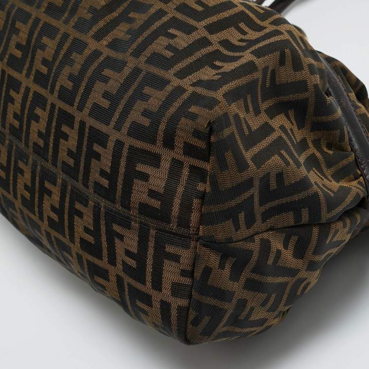 Pre Owned Fendi Tobacco Zucca Canvas and Leather Large Chef Tote
