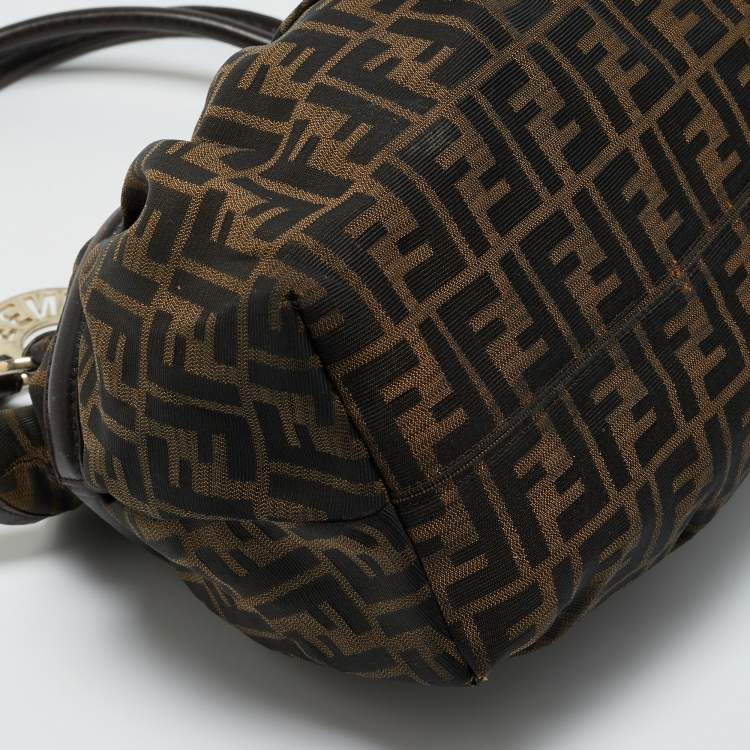 Pre Owned Fendi Tobacco Zucca Canvas and Leather Large Chef Tote