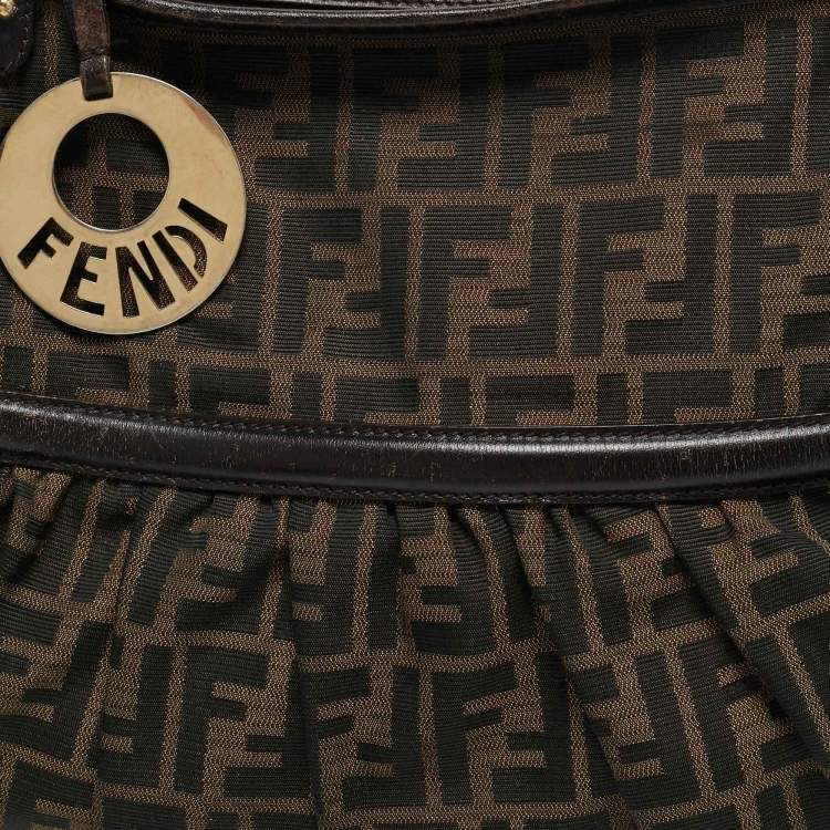 Pre Owned Fendi Tobacco Zucca Canvas and Leather Large Chef Tote