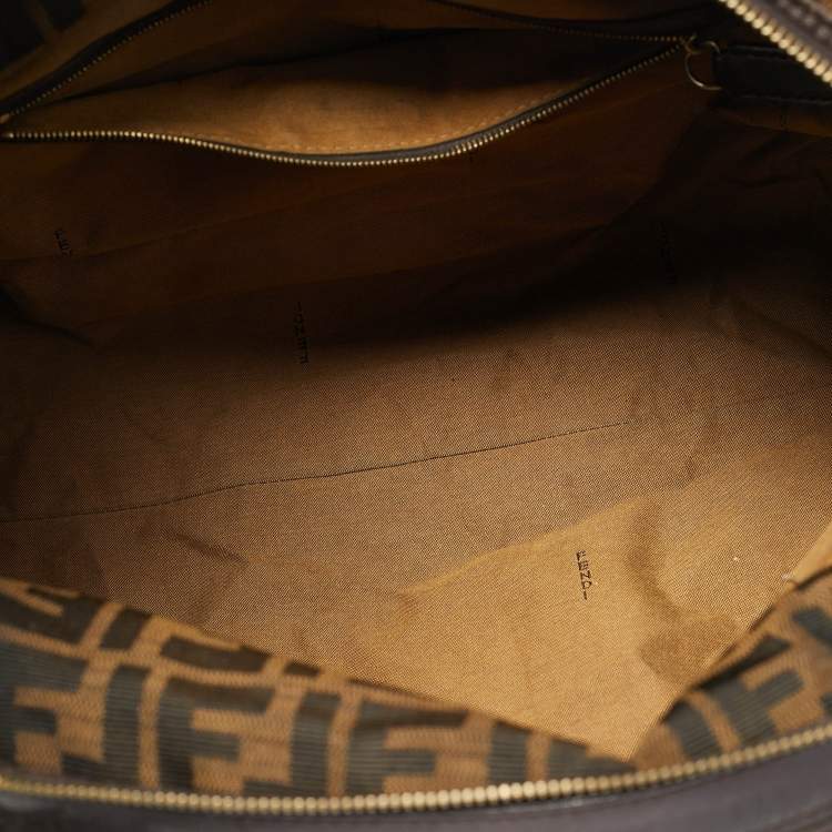 Pre Owned Fendi Tobacco Zucca Canvas and Leather Large Chef Tote