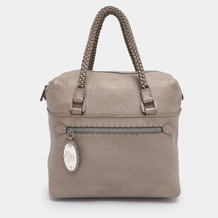 Pre Owned Fendi Beige Selleria Leather Satchel