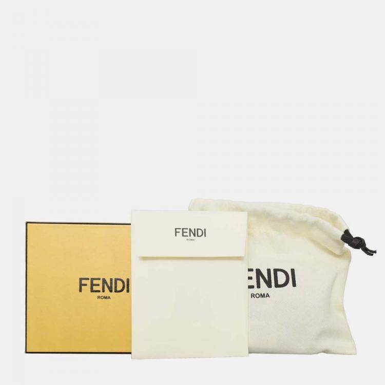 Pre Owned Fendi Baguette Micro Trifold Green Leather Wallet