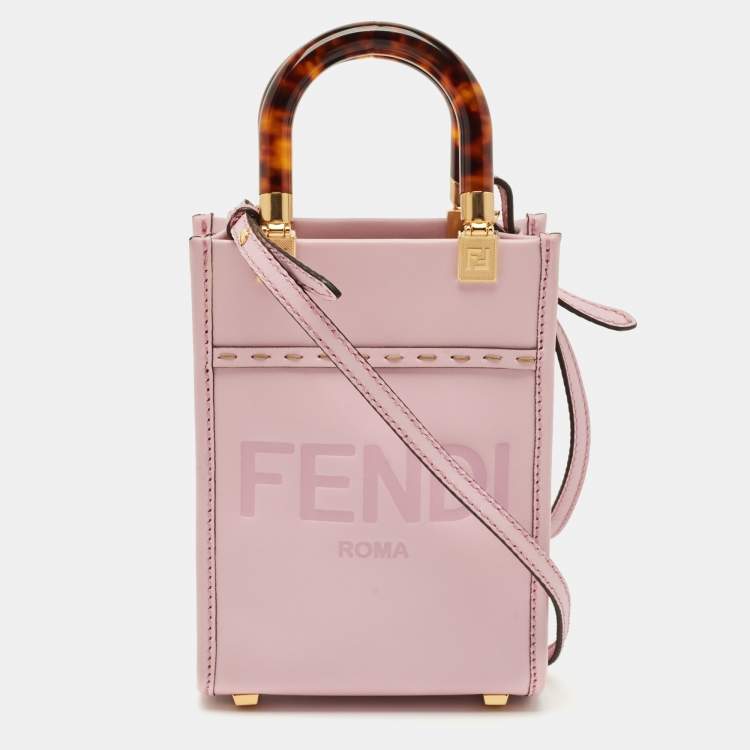 Pre Owned Fendi Light Purple Leather Mini Sunshine Crossbody Bag