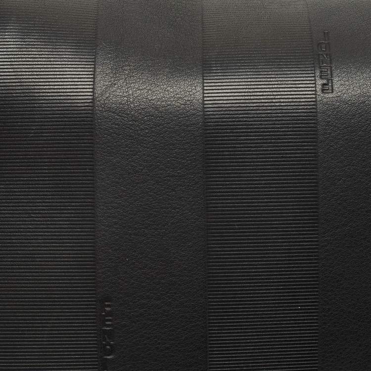 Pre Owned Fendi Black Stripe Embossed Leather Large Claudia Shoulder Bag