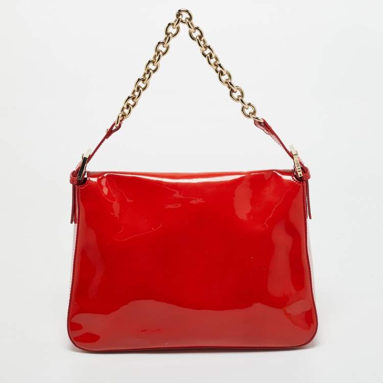 Pre Owned Fendi Orange Patent Leather Mama Forever Shoulder Bag