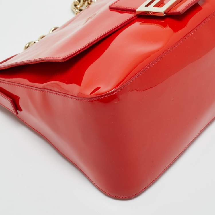 Pre Owned Fendi Orange Patent Leather Mama Forever Shoulder Bag