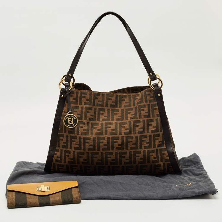 Pre Owned Fendi Tobacco Zucca Canvas and Leather Chef Tote