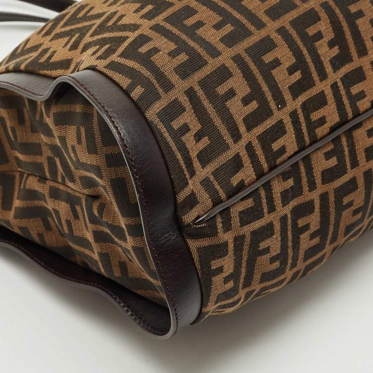 Pre Owned Fendi Tobacco Zucca Canvas and Leather Chef Tote