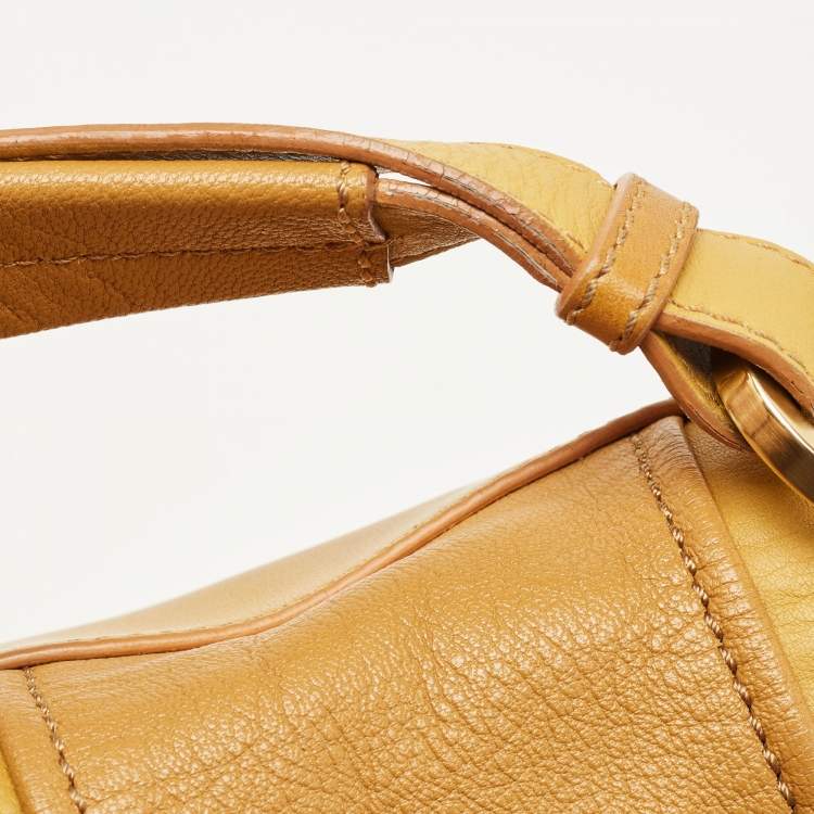 Pre Owned Fendi Yellow Color Block Leather Medium Anna Shoulder Bag