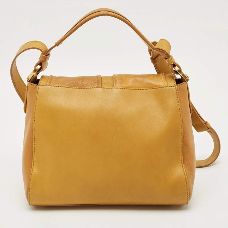 Pre Owned Fendi Yellow Color Block Leather Medium Anna Shoulder Bag
