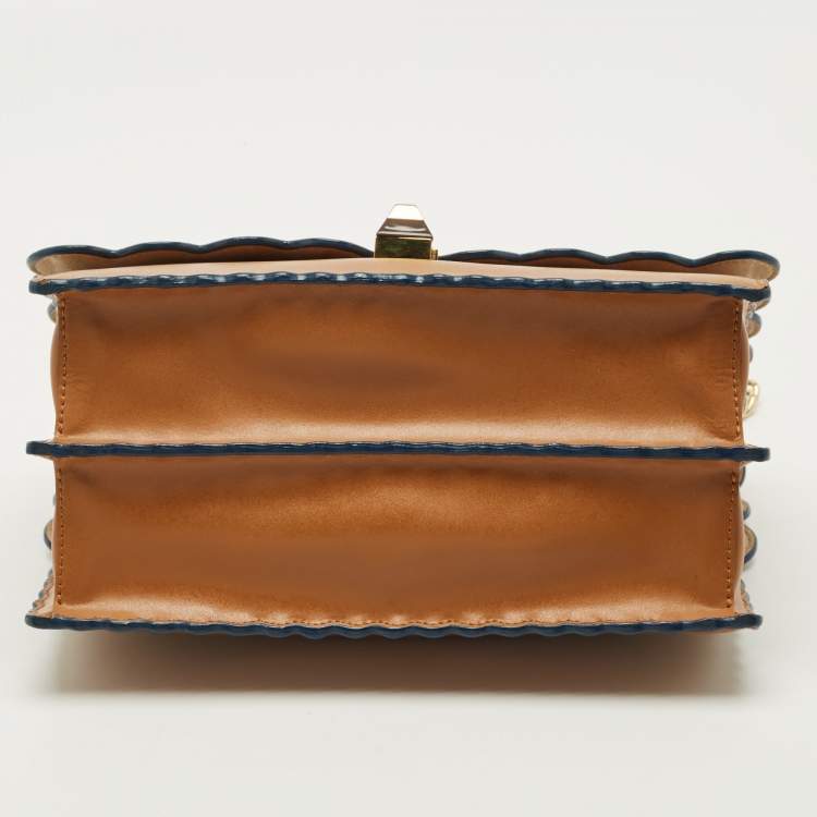 Pre Owned Fendi Brown Leather Medium Scalloped Kan I Shoulder Bag