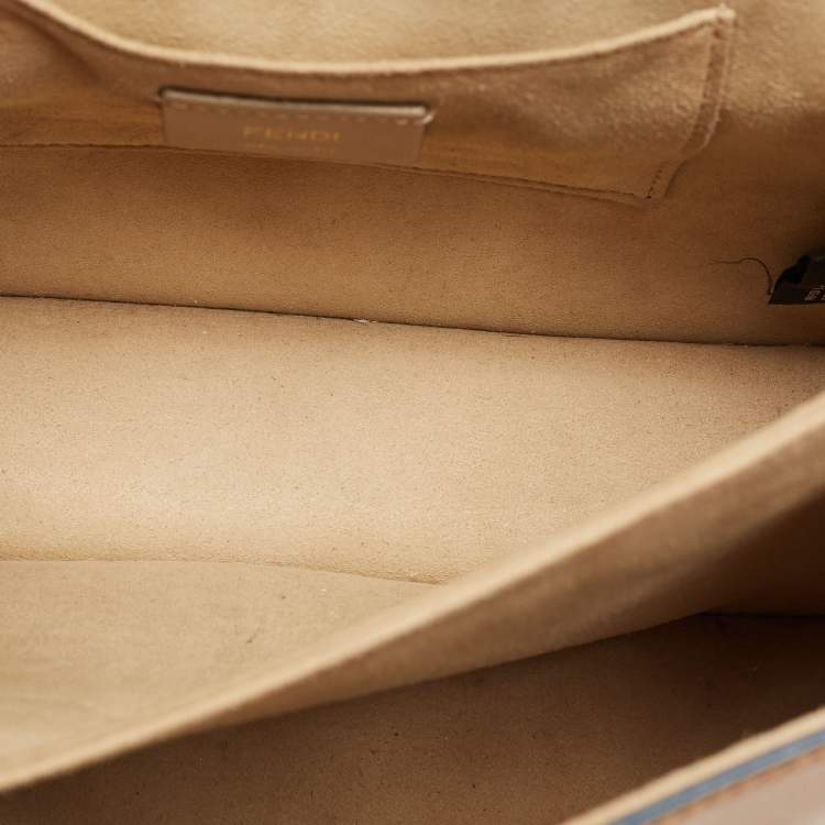 Pre Owned Fendi Brown Leather Medium Scalloped Kan I Shoulder Bag