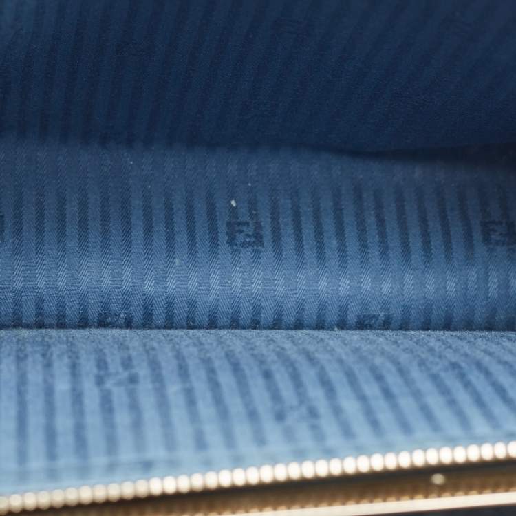 Pre Owned Fendi Blue/White Leather Mini Demi Jour Top Handle Bag