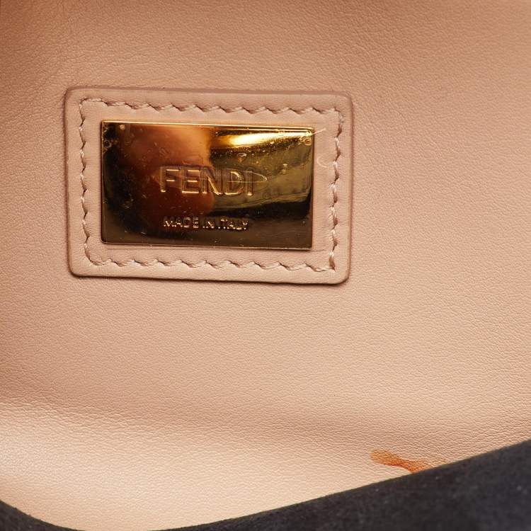 Pre Owned Fendi Navy Blue Leather Medium Peekaboo Top Handle Bag