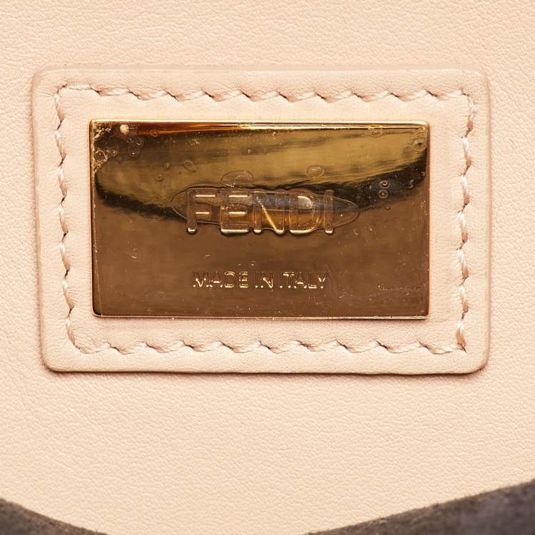 Pre Owned Fendi Navy Blue Leather Medium Peekaboo Top Handle Bag