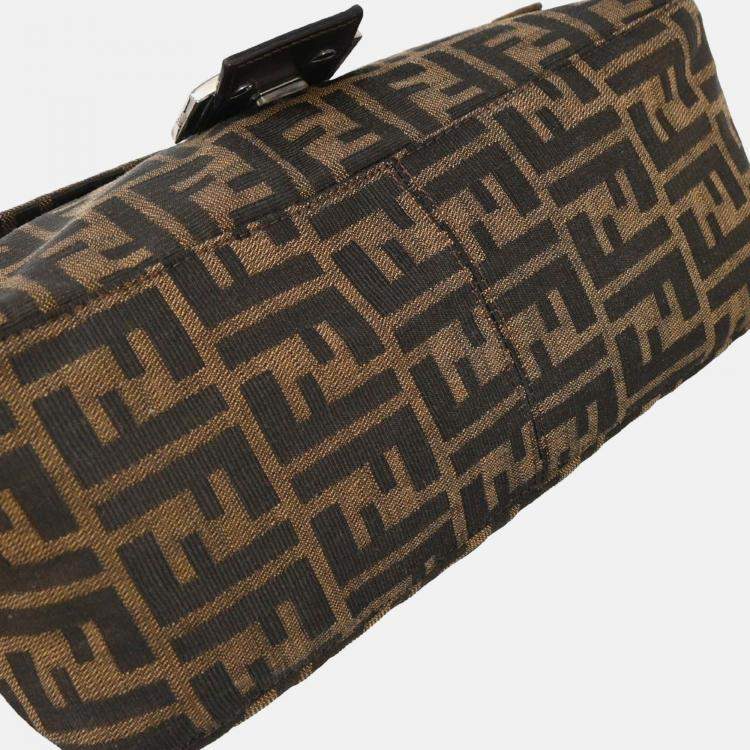 Pre Owned Fendi Zucca Mamma Brown Canvas Baguette Bag