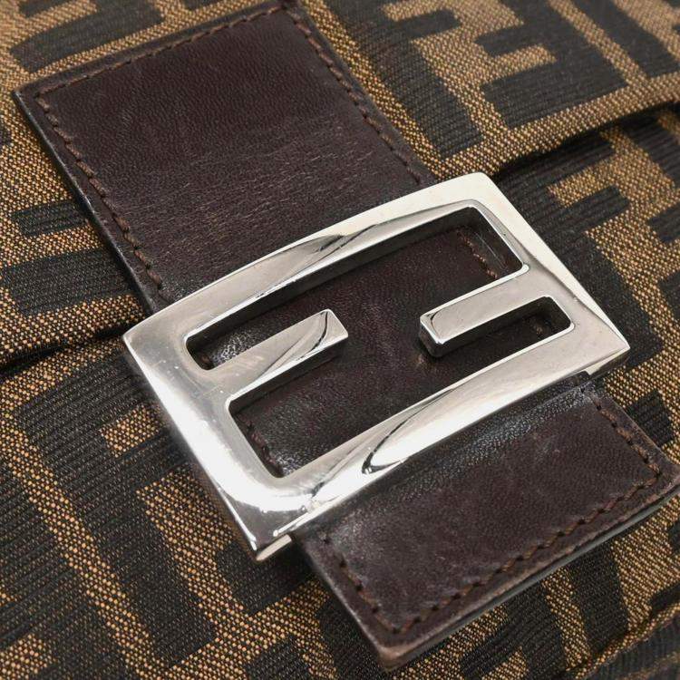Pre Owned Fendi Zucca Mamma Brown Canvas Baguette Bag