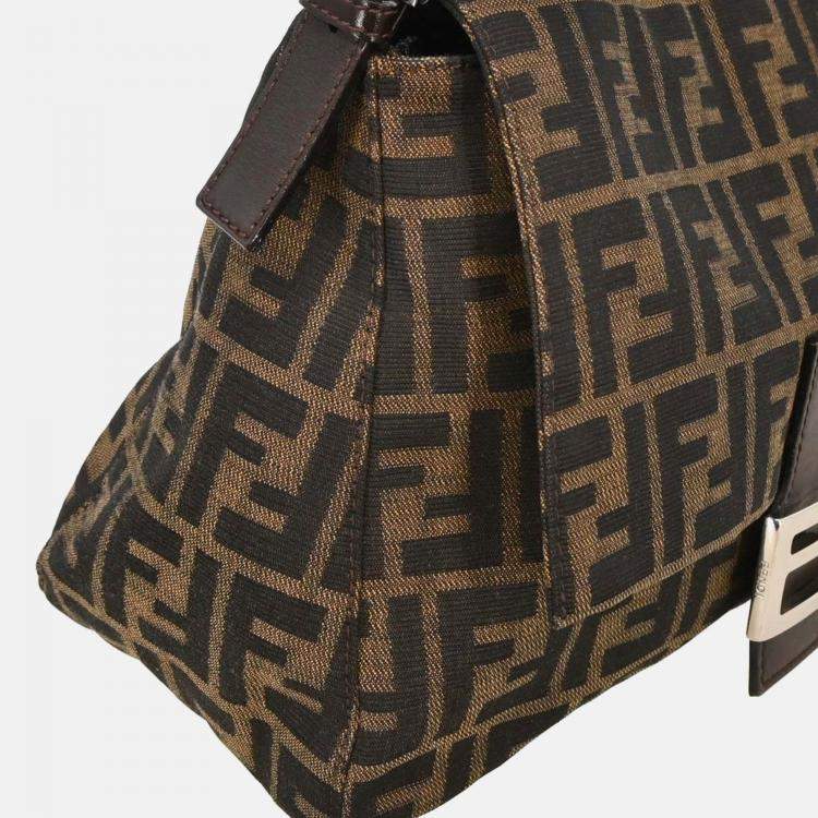 Pre Owned Fendi Zucca Mamma Brown Canvas Baguette Bag