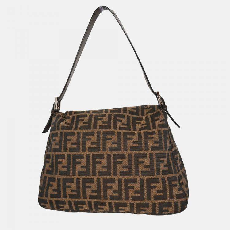 Pre Owned Fendi Zucca Mamma Brown Canvas Baguette Bag