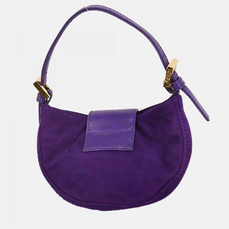 Pre Owned Fendi Mini Purple Suede Handbag